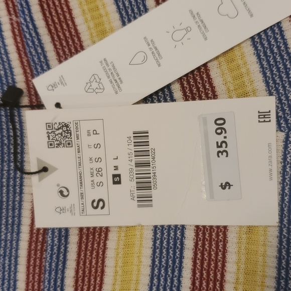 Zara Striped textured ribbed pants size Small - Picture 4 of 6